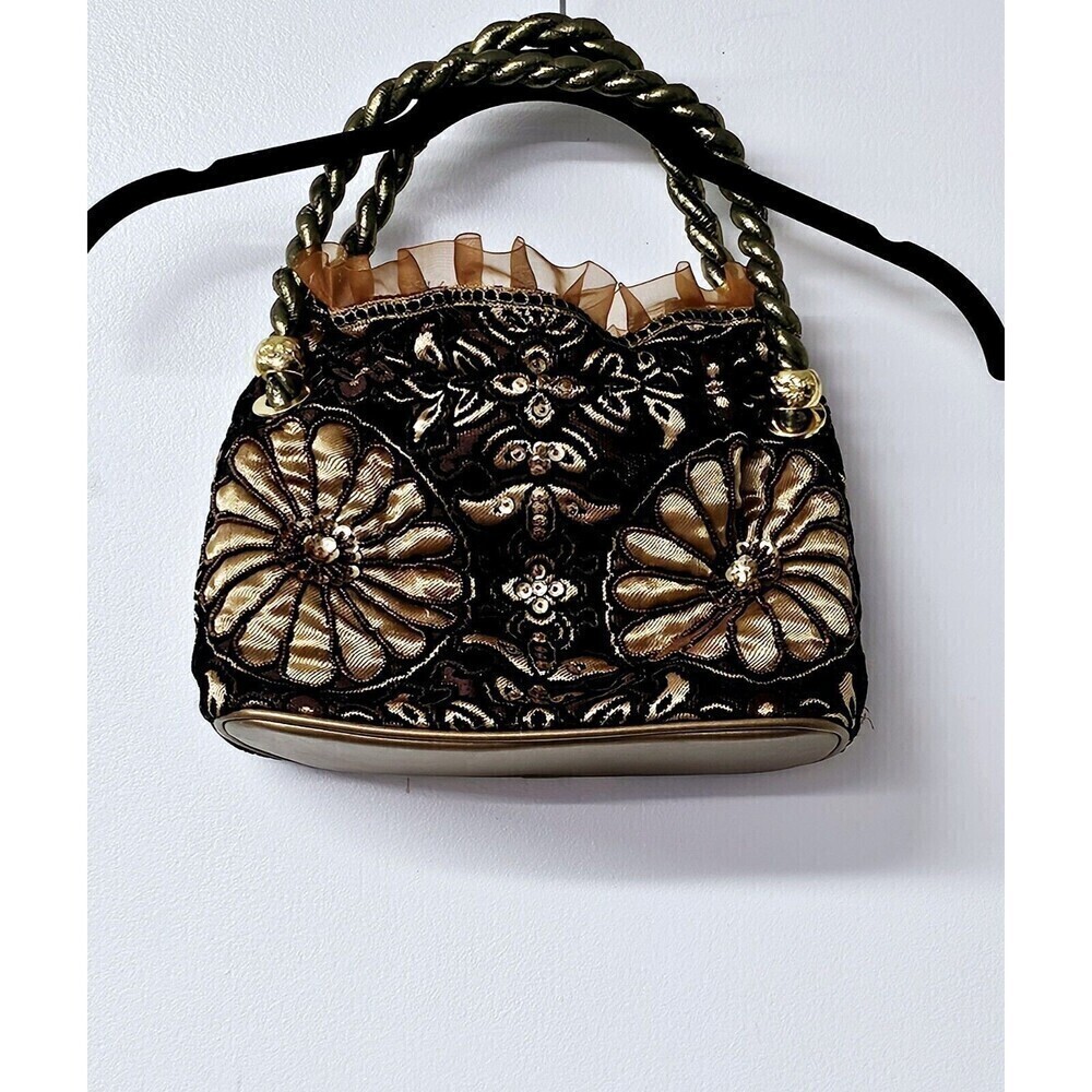 Vintage NWT In's Tapestry Bag Classic Style Bag Black Gold